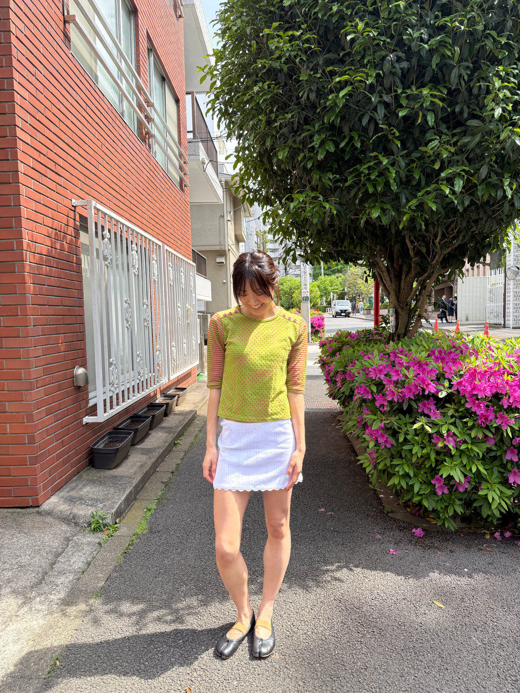 Polka Dot & Stripe 3/4 Sleeve Top