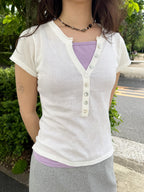 Shell Button Henley Tee
