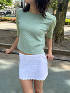 Polka Dot & Stripe 3/4 Sleeve Top