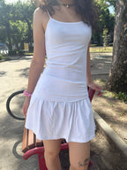 Ruched Drop-Waist Mini Dress