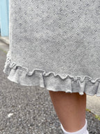 Pointelle Ruffle Hem Midi Skirt