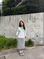 Ruffle V-Neck 3/4 Sleeve Top