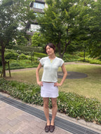 Pointelle Lace Trim Mini Skirt