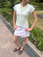 Pointelle Lace Trim Mini Skirt