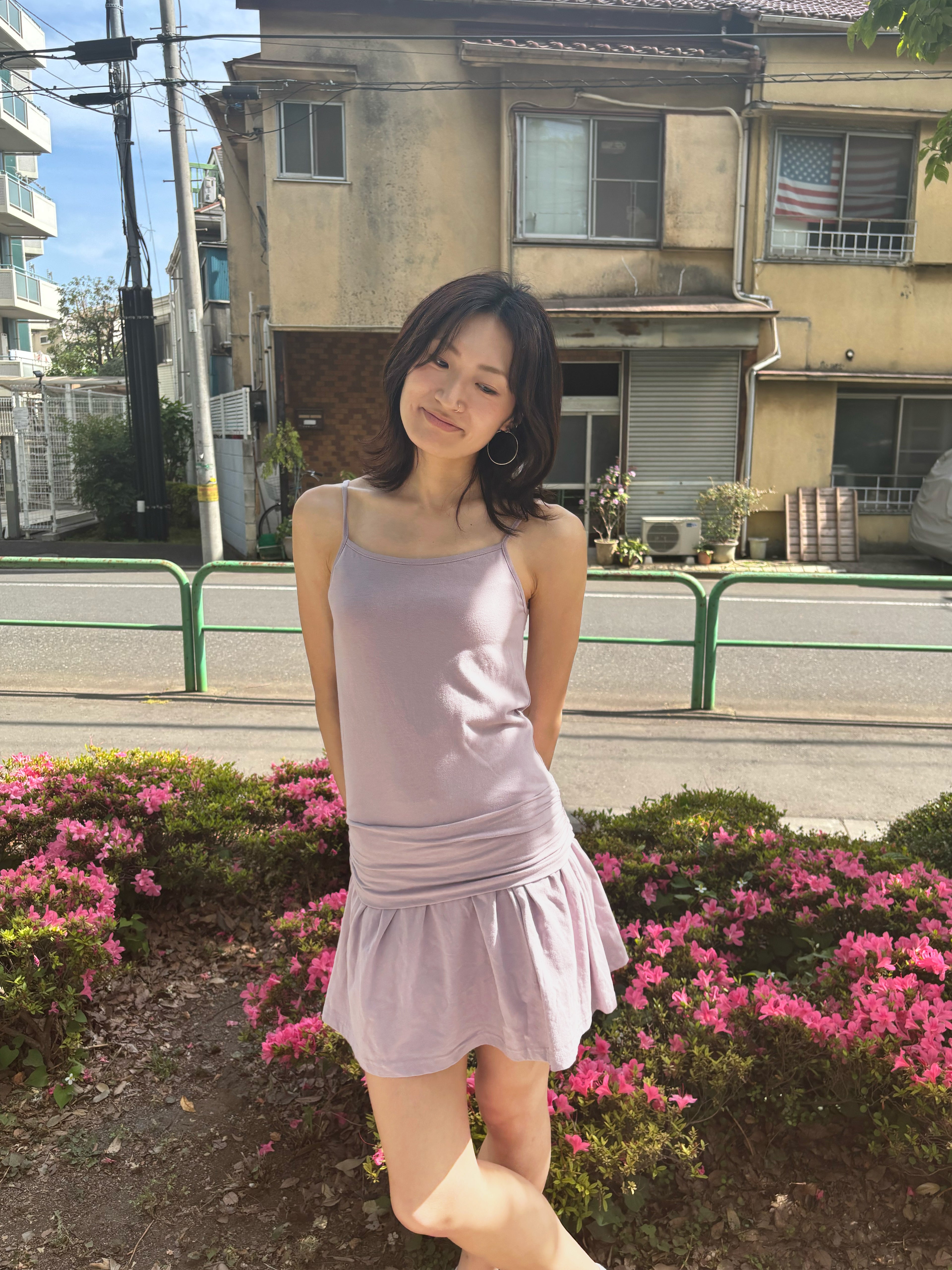 Ruched Drop-Waist Mini Dress