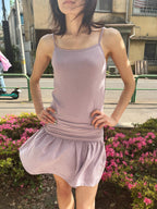 Ruched Drop-Waist Mini Dress